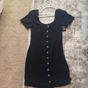 Black Express short sleeved button front dress. Brand new, with tags.